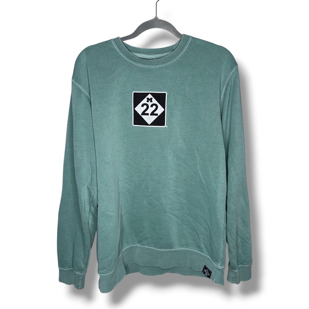 M22 Michigan Sweatshirt Crewneck Long Sleeve Pullover Green Women's Small‎